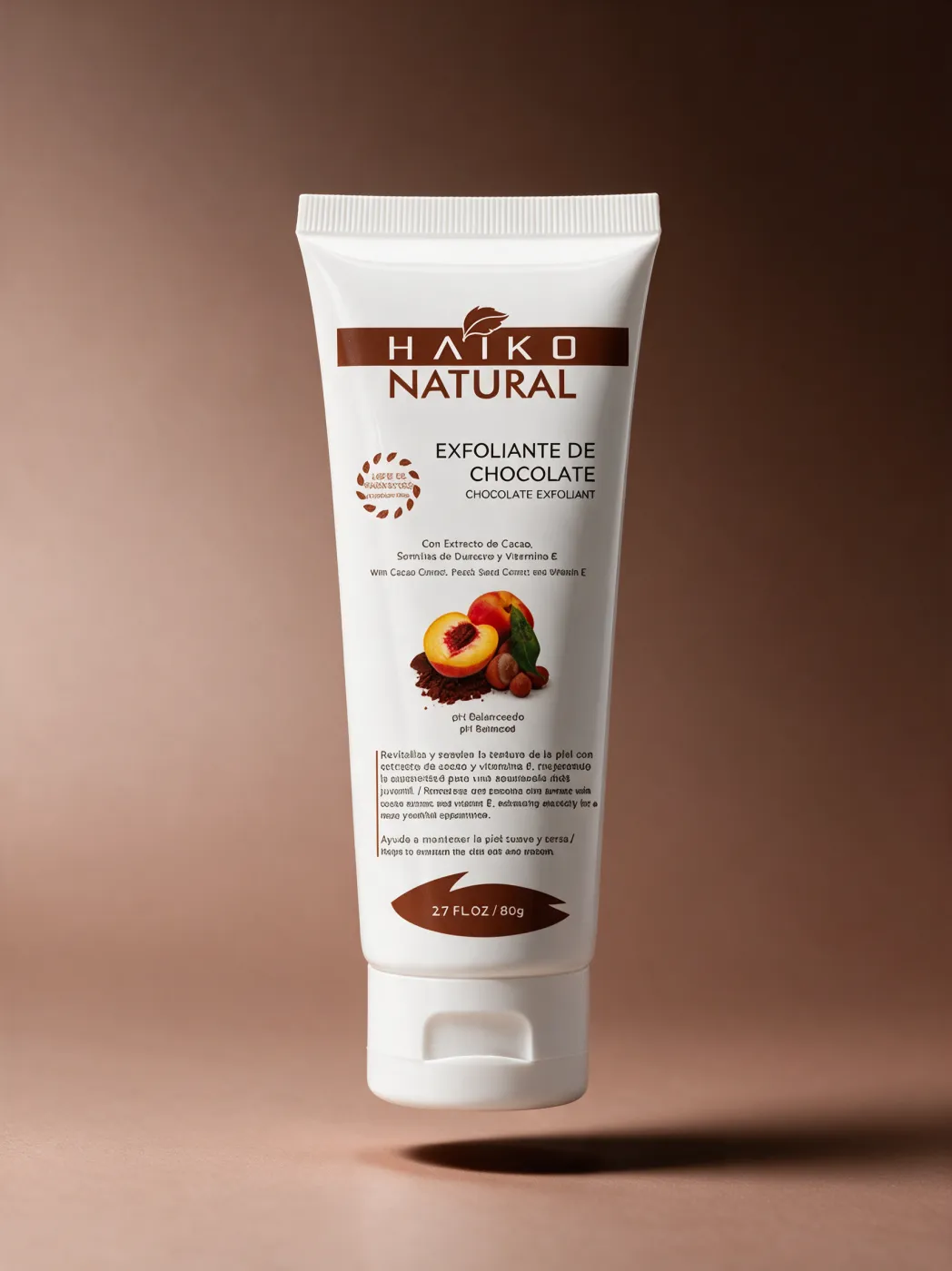 Exfoliante de Chocolate con Extracto de Cocoa, Semillas de Durazno y Vitamina E